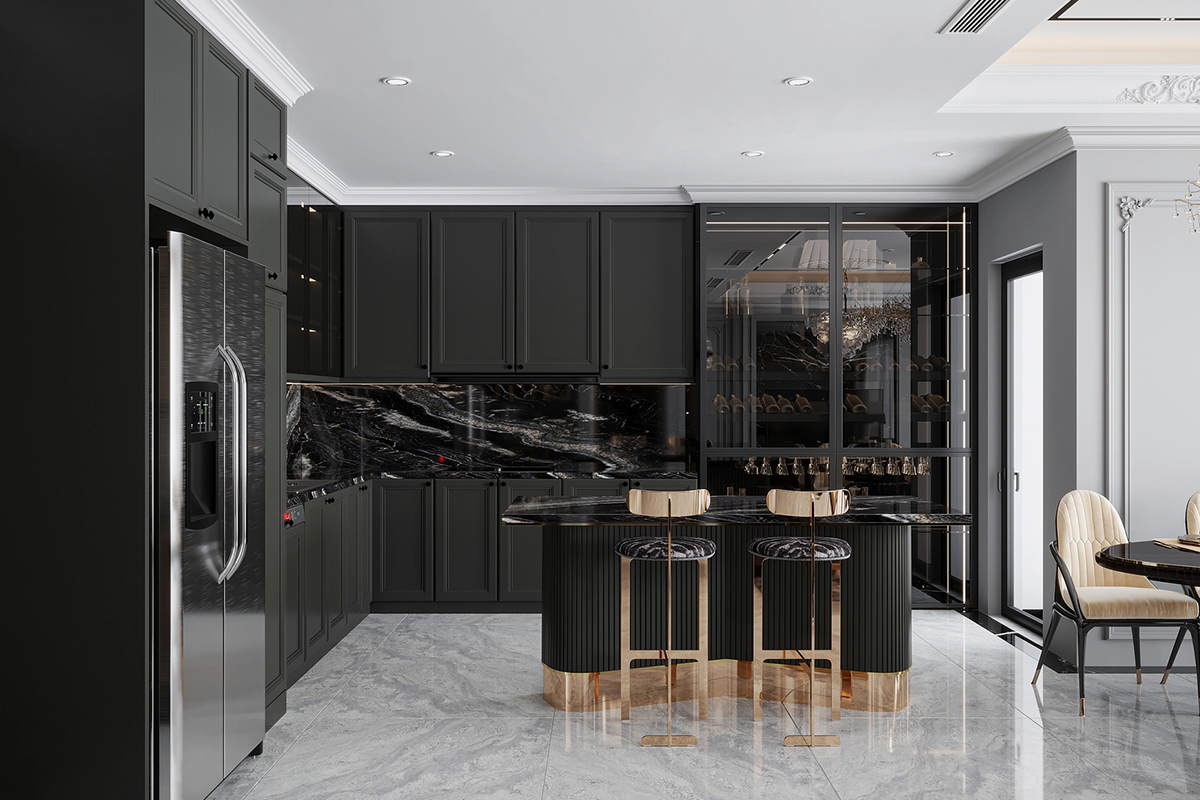 modern kitchen with black finish and Custom Kitchen Remodeling and Kitchen Renovation in Paradise Valley, AZ